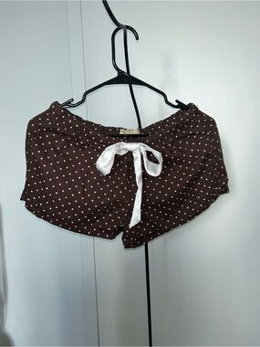 Hollister Brown Polka Dot Drawstring Lounge Shorts